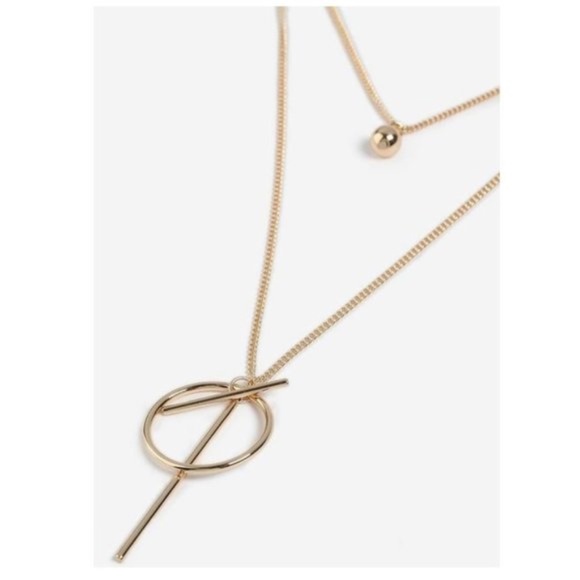 TOPSHOP Freedom Multi-Row Circle & T-Bar Pendant - Picture 1 of 3
